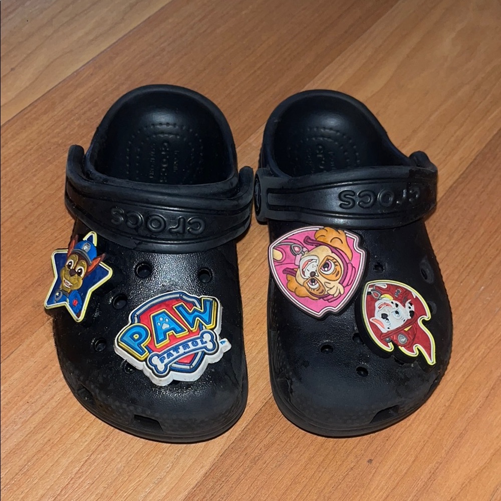 Crocs Kids Black Clogs with Paw Patrol Charms
